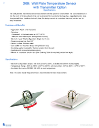 Thumbnail of document Data Sheet - D08 Wall Plate Temperature Sensor